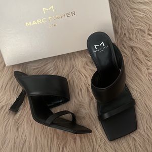 Marc Fisher Deann Black Leather Sandal